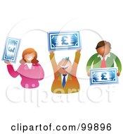 Poster, Art Print Of Business Team Holding Euro Banknotes