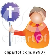 Royalty Free RF Clipart Illustration Of A Businessman Holding A Christian Sign