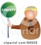 Royalty Free RF Clipart Illustration Of A Businessman Holding A Concept Sign