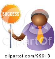 Royalty Free RF Clipart Illustration Of A Businessman Holding A Success Sign