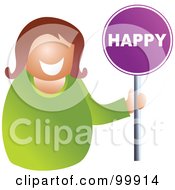 Poster, Art Print Of Businesswoman Holding A Happy Sign