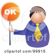 Royalty Free RF Clipart Illustration Of A Businessman Holding An OK Sign