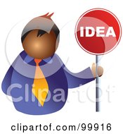 Royalty Free RF Clipart Illustration Of A Businessman Holding An Idea Sign