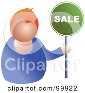 Royalty Free RF Clipart Illustration Of A Businessman Holding A Sale Sign