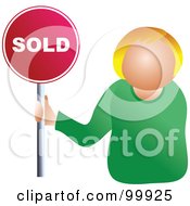 Poster, Art Print Of Businesswoman Holding A Sold Sign
