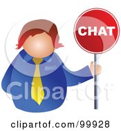 Royalty Free RF Clipart Illustration Of A Businessman Holding A Chat Sign