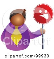 Royalty Free RF Clipart Illustration Of A Businessman Holding A Red Face Sign