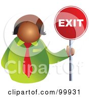 Royalty Free RF Clipart Illustration Of A Businessman Holding An Exit Sign by Prawny