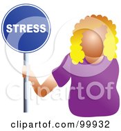 Poster, Art Print Of Businesswoman Holding A Stress Sign