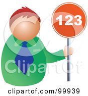 Royalty Free RF Clipart Illustration Of A Businessman Holding A 123 Sign