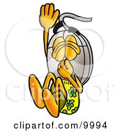 Poster, Art Print Of Computer Mouse Mascot Cartoon Character Plugging His Nose While Jumping Into Water