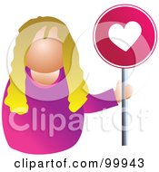 Royalty Free RF Clipart Illustration Of A Businesswoman Holding A Heart Sign