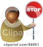 Royalty Free RF Clipart Illustration Of A Businessman Holding A Stop Sign