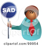 Royalty Free RF Clipart Illustration Of A Businessman Holding A Sad Sign