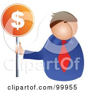 Royalty Free RF Clipart Illustration Of A Businessman Holding A Dollar Sign