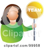 Poster, Art Print Of Businesswoman Holding A Team Sign