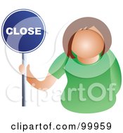 Poster, Art Print Of Businesswoman Holding A Close Sign