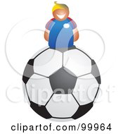 Poster, Art Print Of Happy Man On A Soccer Ball