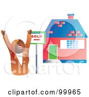 Poster, Art Print Of Female Realtor Standing By A Sold House
