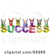Royalty Free RF Clipart Illustration Of A Business Team Celebrating On SUCCESS