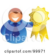 Royalty Free RF Clipart Illustration Of A Businessman Holding A Ribbon