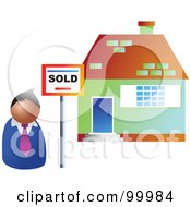 Poster, Art Print Of Male Realtor Standing By A Sold House