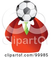 Poster, Art Print Of Businessman With A Soccer Ball Face