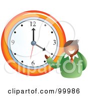 Poster, Art Print Of Businessman Standing By A Wall Clock