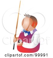 Poster, Art Print Of Billiards Player Holding A Pool Ball And Stick
