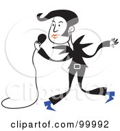 Royalty Free RF Clipart Illustration Of A Man In Black Singing And Dancing by Prawny