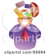 Poster, Art Print Of Businessman With A Ticket Brain