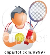 Poster, Art Print Of Tennis Player With A Ball And Racket