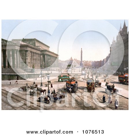 Trams and Horse Drawn Carriages on Lime Street at St George’s Hall in Liverpool, England - Royalty Free Stock Photography  by JVPD