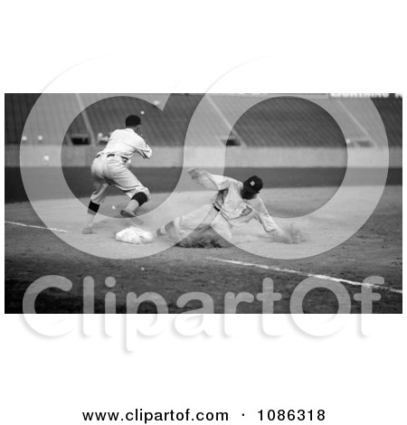 Ty Cobb Sliding Safe To Third Base After Making A Triple - Free Historical Baseball Stock Photography by JVPD