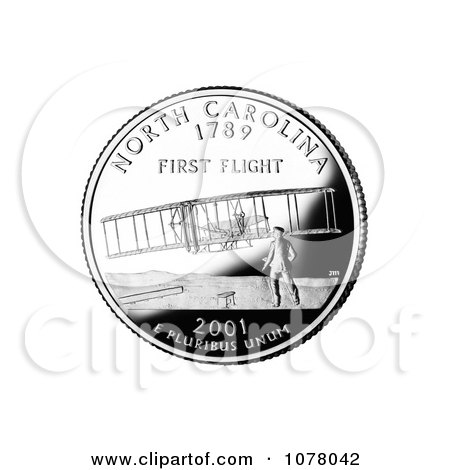 Wright Brothers and Flyer at Kitty Hawk on the North Carolina State Quarter - Royalty Free Stock Photography by JVPD